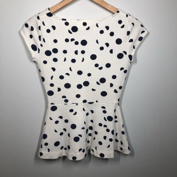 ANTHROPOLOGIE Deletta Diamond-Knit Peplum Top Size  XS - Picture 5 of 6